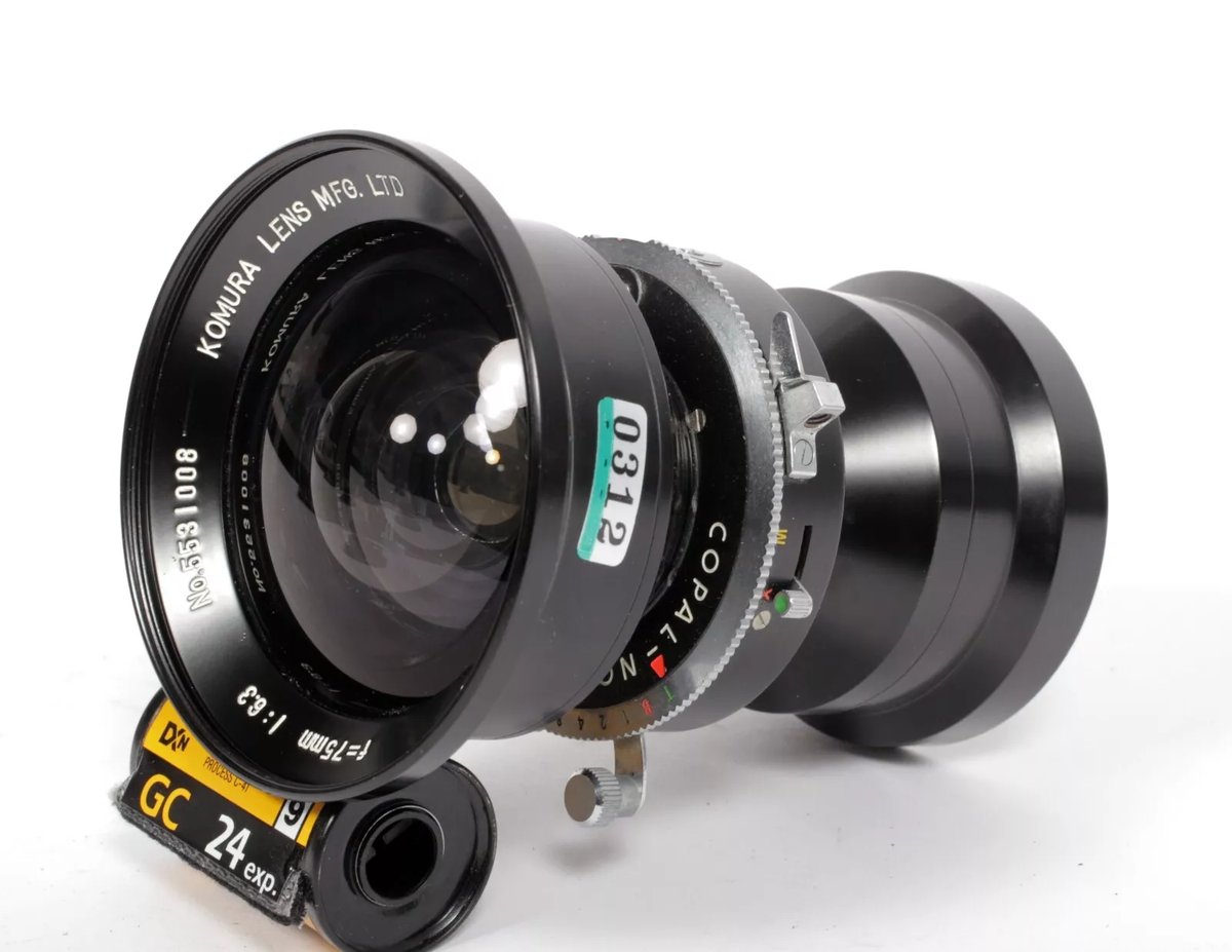 Komura Super W Komura 75mm F6.3 Lens in Copal #0 Shutter